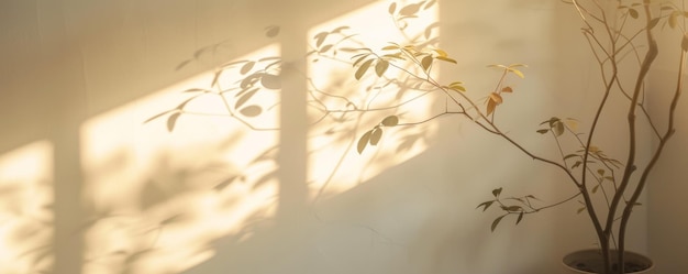 Photo potted plant bathed in morning sunlight indoor setting minimalistic decor concept