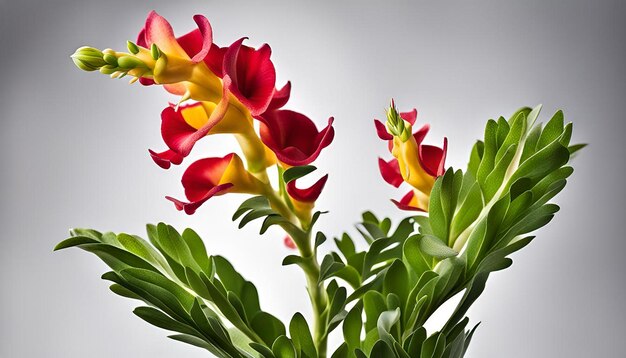 Potted snapdragon or dragon flower plant isolated on white