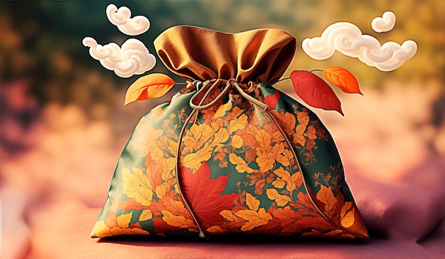 Pouch designed by autumn colours leaves for ads