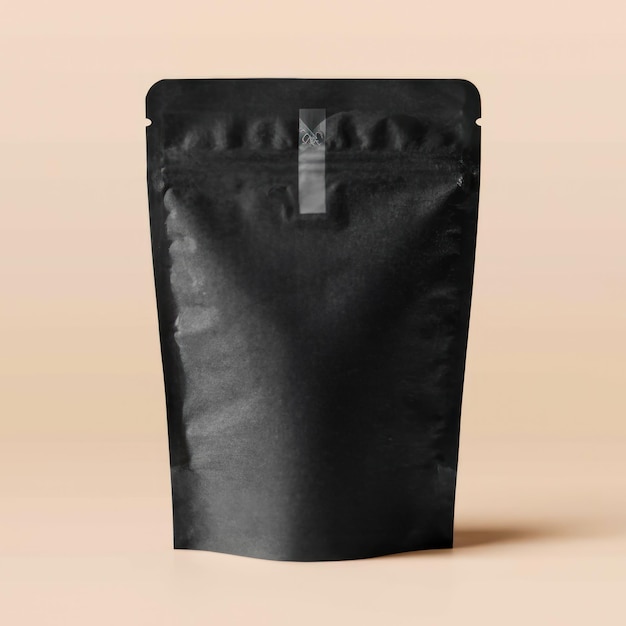 Photo pouch packaging bag black mockup standup zipper matte plastic container product blank i