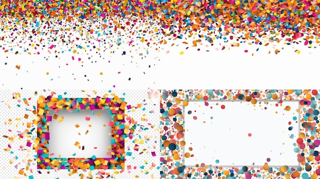 Poured confetti on a transparent background a frame Generative AI