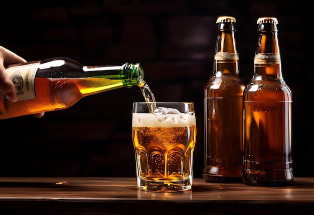 pouring beer into a glass with a man pouring it into it International Beer Day