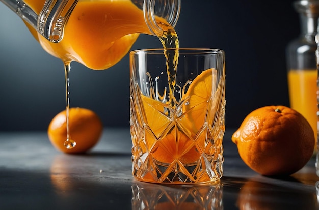 Pouring Orange Juice into Swarovski Decanter