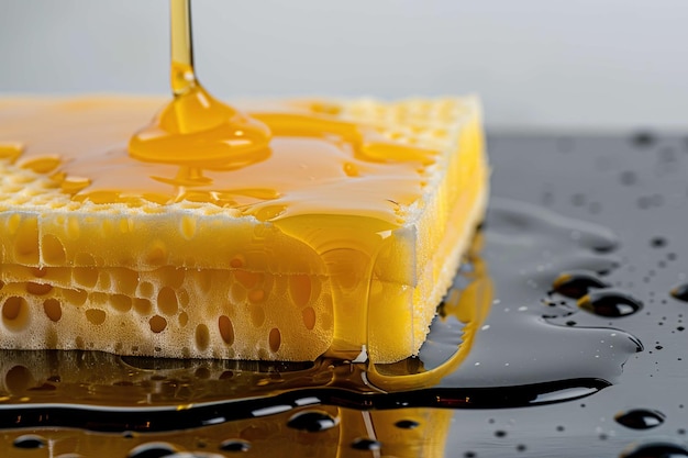 pouring wax onto a sponge