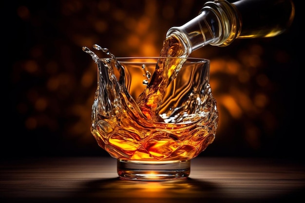 Pouring Whiskey from Decanter with Dramatic Ligh