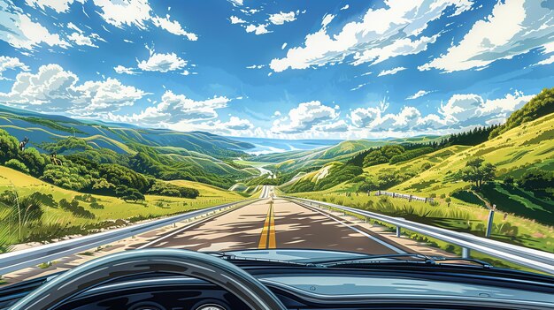 Photo pov_car_scenic_coastal_highway