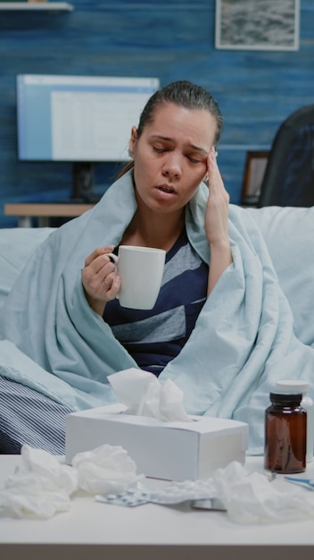 Pov of sick patient asking for treatment on video call