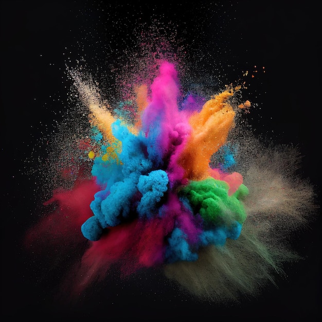 Powder dust paints colorful clouds or explosions ink splashes decorative items background Generative AI