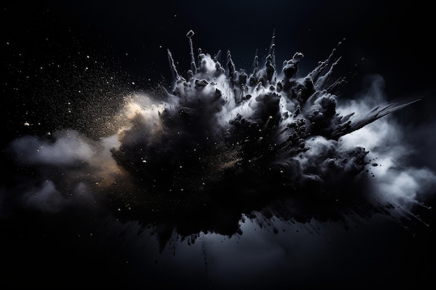 powder explosion isolated in black background