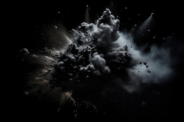 powder explosion isolated in black background