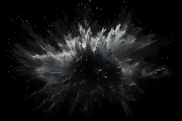 Photo powder explosion isolated in black background