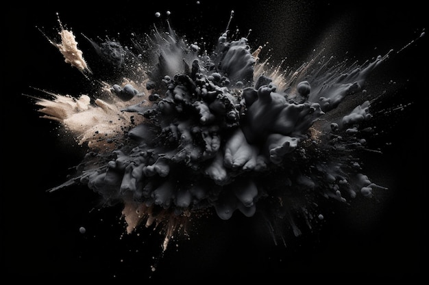 powder explosion isolated in black background