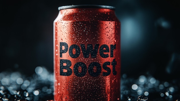 Photo power boost energy drink can