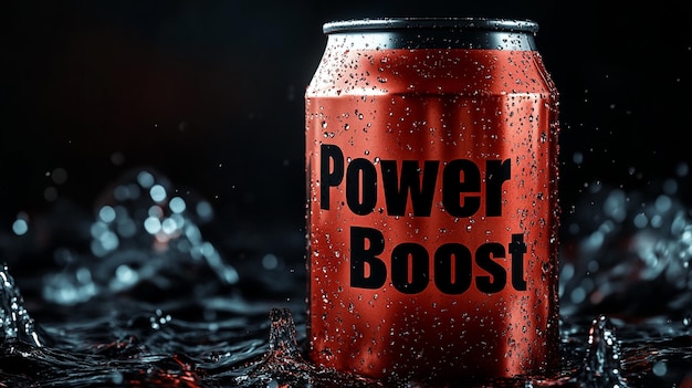 Photo power boost energy drink can