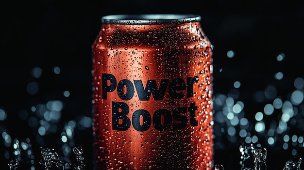 Photo power boost energy drink can