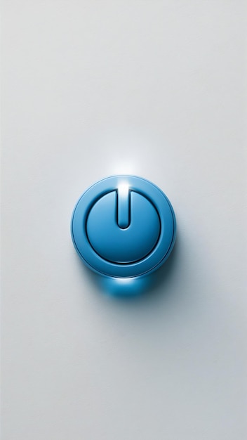 Photo power button blue isolated on white