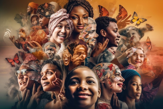 The power of gratitude through diversity collage of people expressing thanks