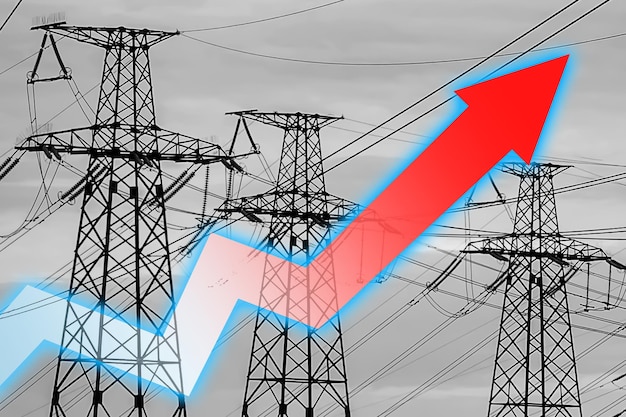 Power line and graph arrow Energy crisis Concept of global energy crisis