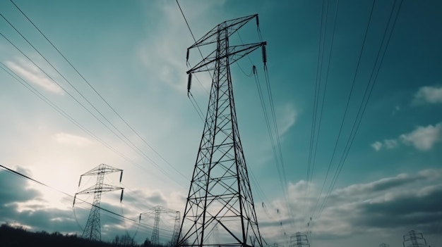 A power line with the sky in the background