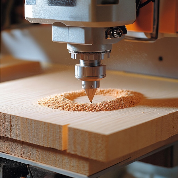 Power router shaping edges of wooden boards