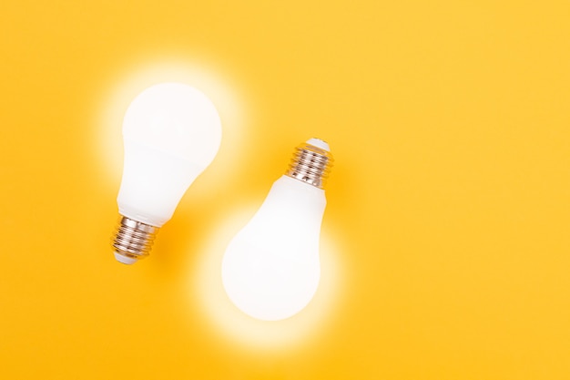 A power saving lamps on yellow background