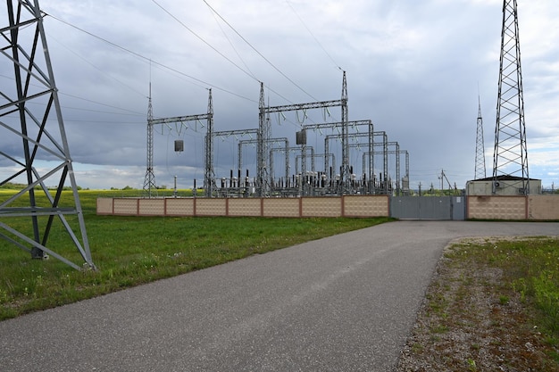 Power station for making electric High voltage electric pole and transmission lines Electricity pylons