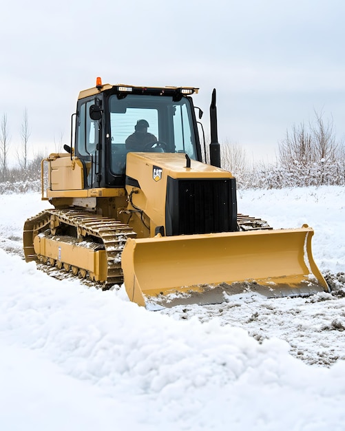 Photo powerful bulldozers in action heavy machinery for earthmoving construction and land development p