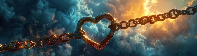 Photo powerful depiction of a chained heart friendship symbol