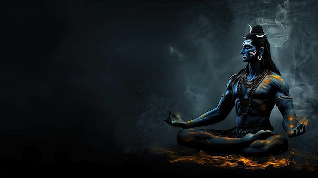 Photo powerful depiction of shiv hindu god of destruction transformation meditating in mystical setting