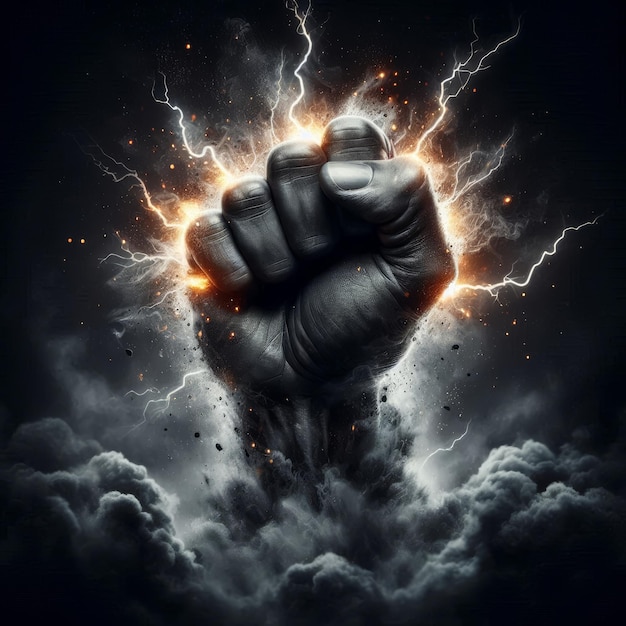 Photo powerful fist strength impact