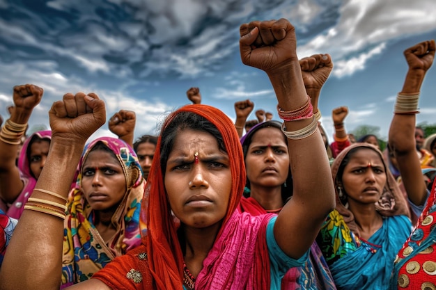 A powerful image of a group of women raising their fists in solidarity Perfect for feminist and empowerment concepts