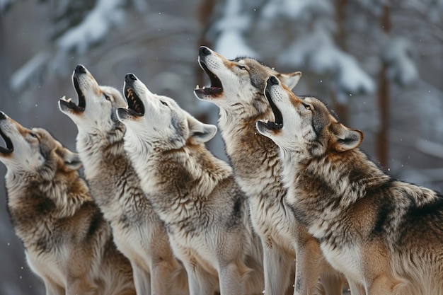 A powerful image of a wolf pack in full howl their generative ai