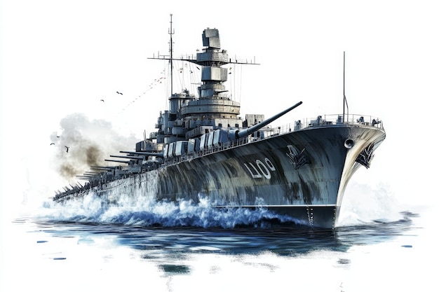 A powerful and imposing illustration of the HMS Prince of Wales battleship a symbol of British