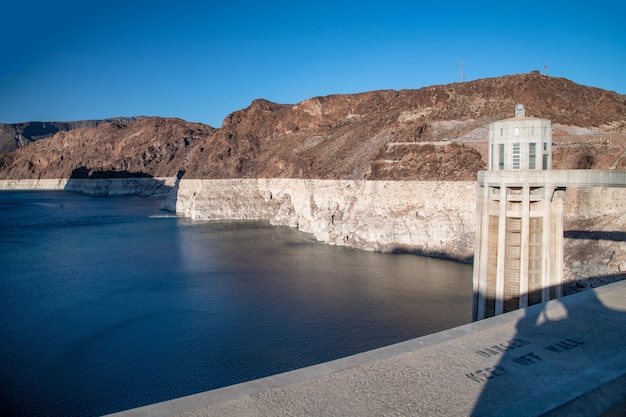 Powerful plant of Hoover Dam in summser season, USA.