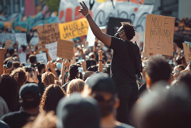 Photo powerful scene of peaceful urban protest