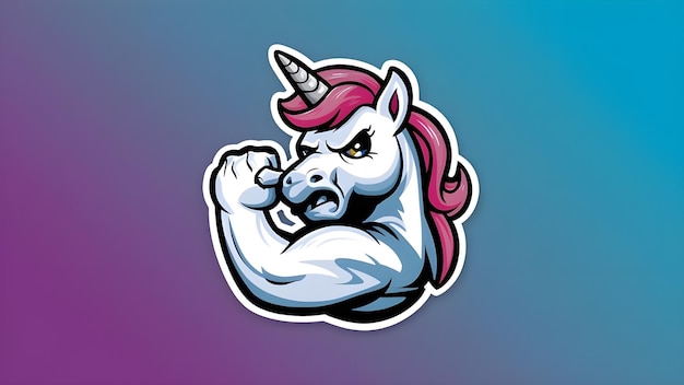 Photo powerful unicorn mascot in action vector graphic