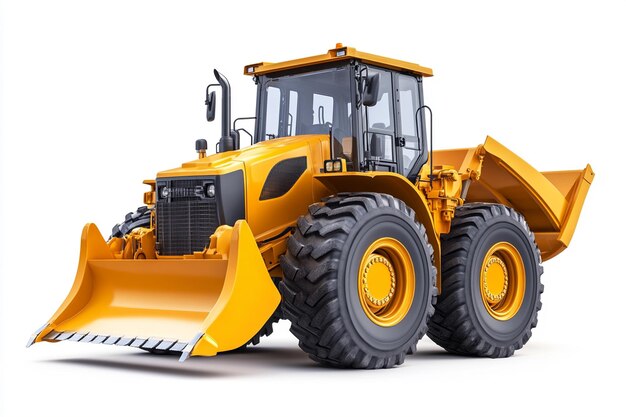 Photo powerful wheel loader bulldozer on white background