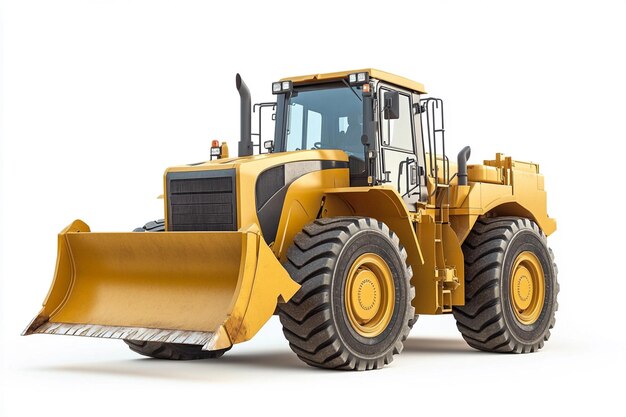 Photo powerful wheel loader bulldozer on white background