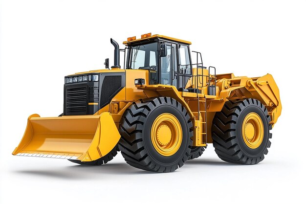 Photo powerful wheel loader bulldozer on white background