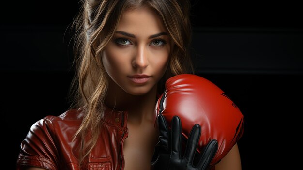 Powerful woman Woman in boxing gloves