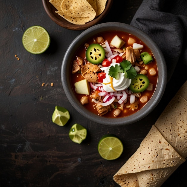 Photo pozole dish mexican food ai generated