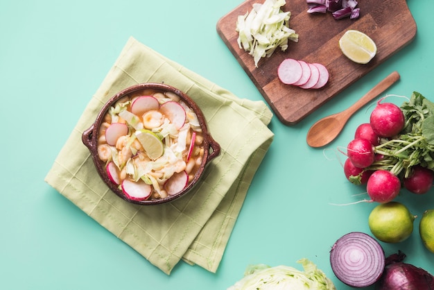 Pozole red typical mexican food