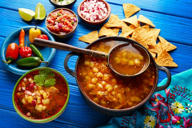 Pozole with mote big corn stew from Mexico