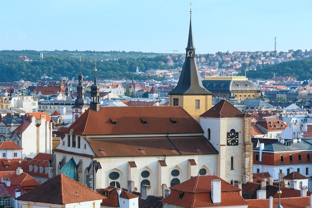 Prague City evening top view (Czech Republic).