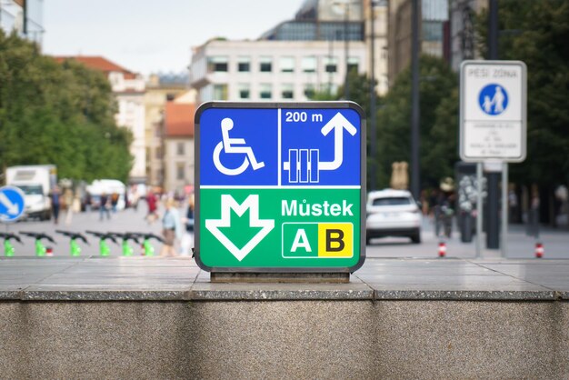 Prague Czech Republic 3 august 2023 Metro statioin pictogram