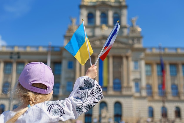 Prague czech republic an action in support of ukraine and gratitude to the czech republic for their