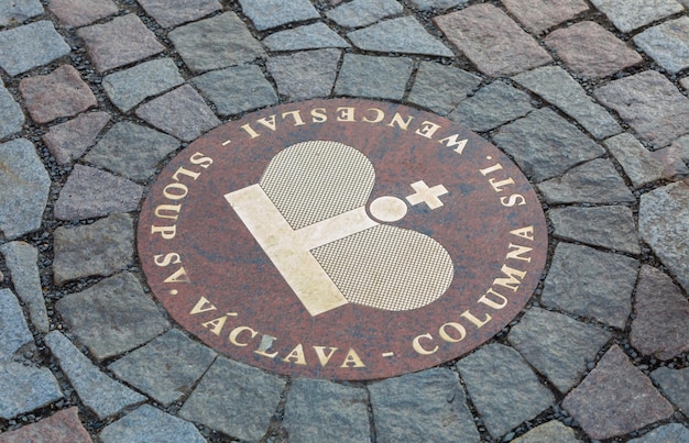 Prague Czech Republic April 13 2018 Manhole cover in Prague