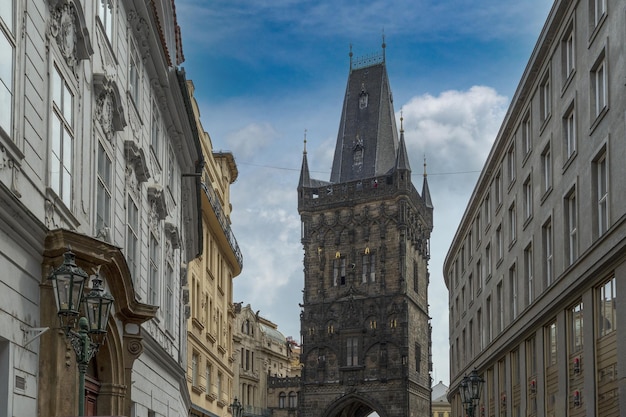 Prague old town city tower view