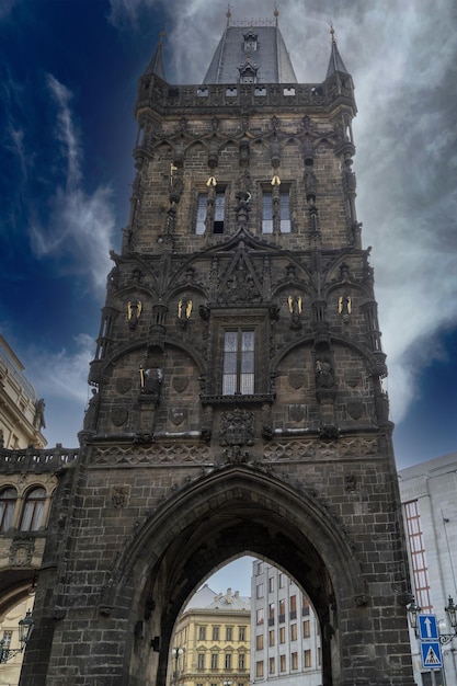 Prague old town city tower view