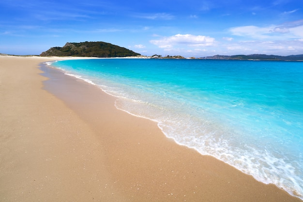 Praia de Rodas beach in islas Cies island Vigo Spain